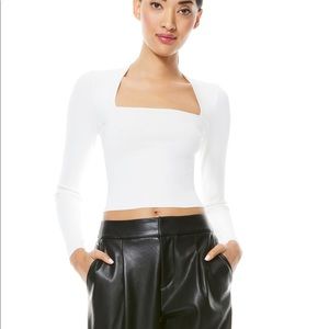 NWT Alice + Olivia Ricarda Cut Out Crop Top White XS